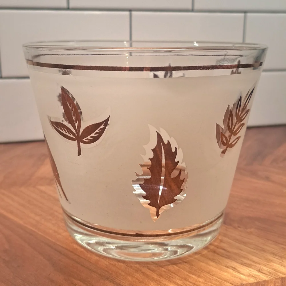 Libbey Brown Leaf Design Glass